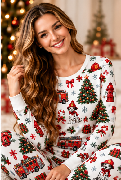 Christmas Fire Adult Two-Piece Set