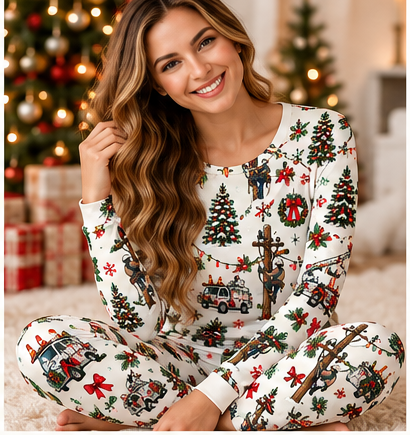 Christmas Lineman Adult Two-Piece Set