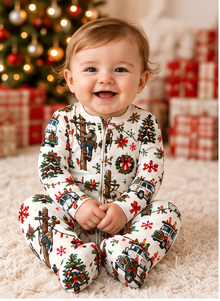 Christmas Lineman Zipper Footie