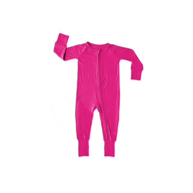 Solid Pink Sheriff, Bamboo Zipper Footie