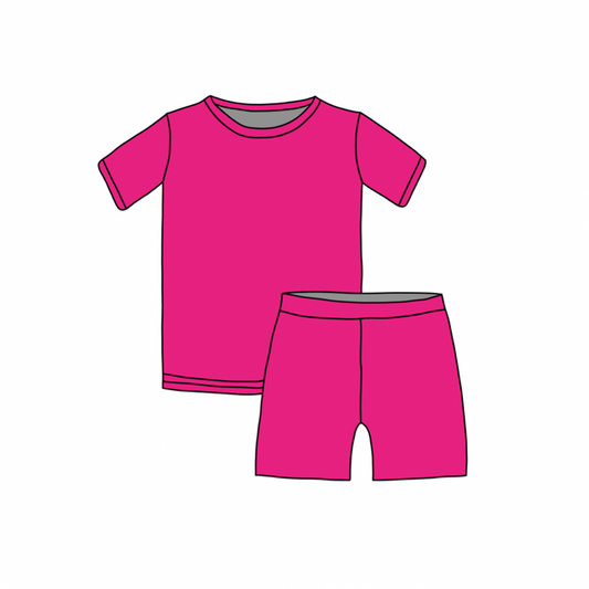 Solid Pink Sheriff, Bamboo Two Piece Short Sleeve & Shorts Pajama Set