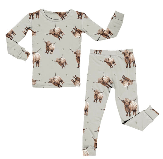 Bamboo Two Piece Pajama Set, West Highland Cow