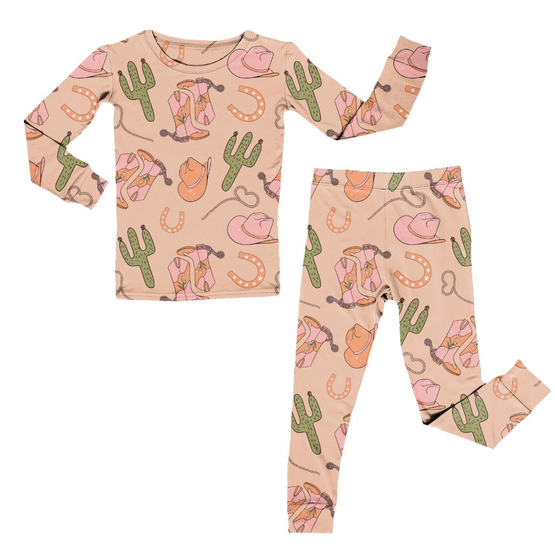 Bamboo Two Piece Pajama Set, Cowgirl Cactus