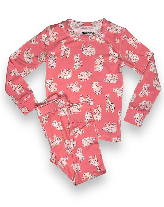 Bamboo Two Piece Pajama Set, Animal Cracker