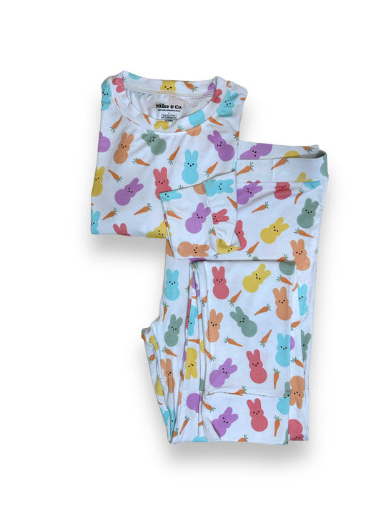 Bamboo Adult Two Piece Pajama Set, Easter Bunnies