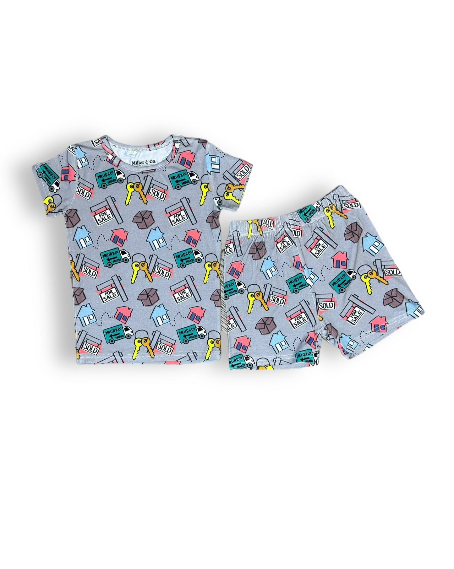 Bamboo Two Piece Short Sleeve & Shorts Pajama Set, Real Estate