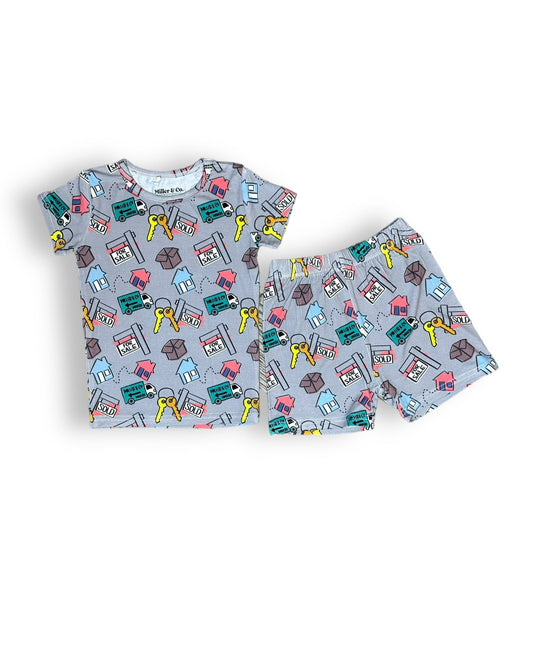 Bamboo Two Piece Short Sleeve & Shorts Pajama Set, Real Estate