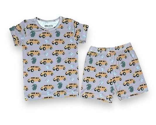 Bamboo Two Piece Short Sleeve & Shorts Pajama Set, Humvee Marines