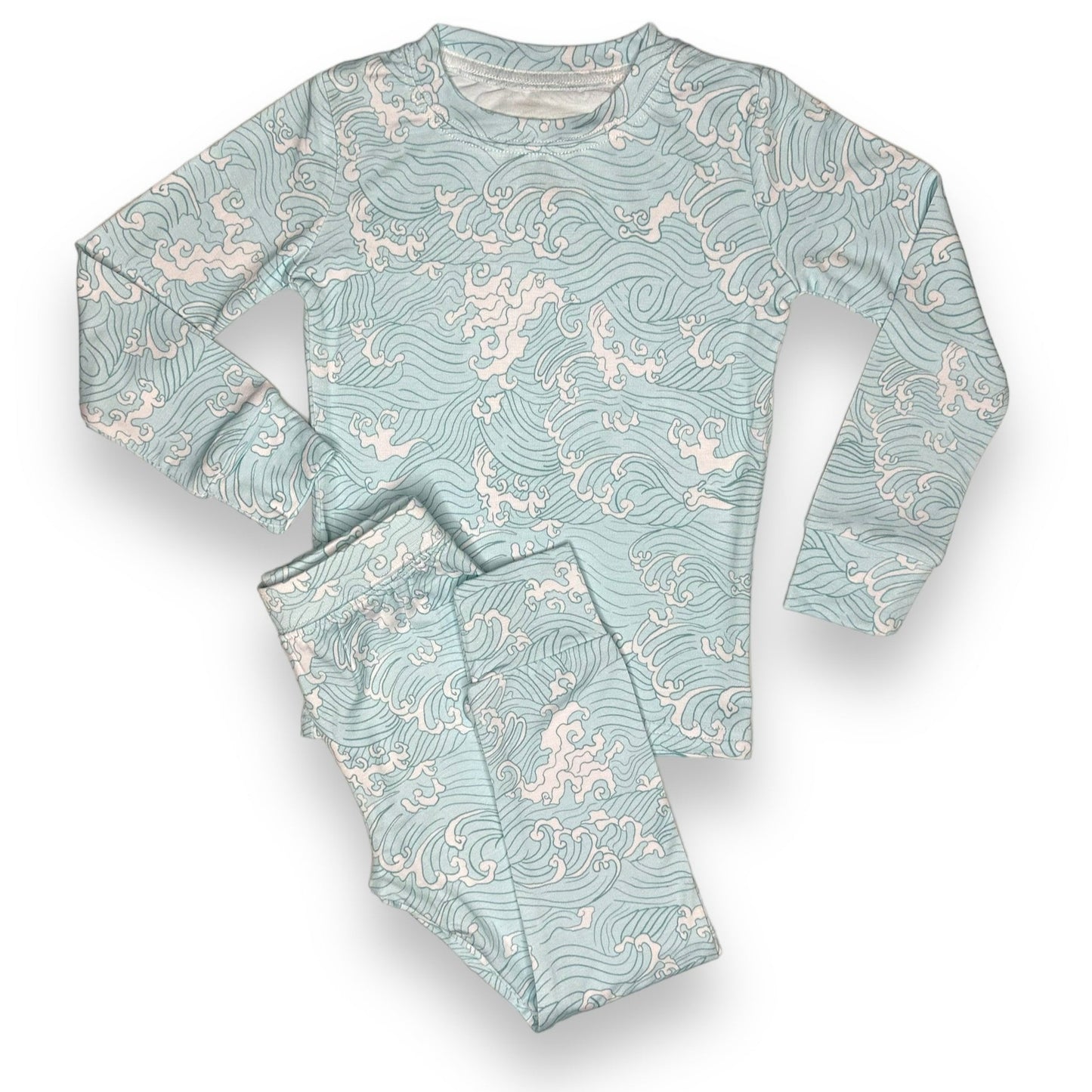 Bamboo Two Piece Pajama Set, Big Wave