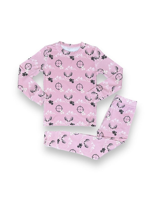 Bamboo Two Piece Pajama Set, Pink Hunter