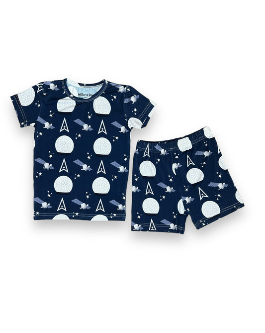 Bamboo Two Piece Short Sleeve & Shorts Pajama Set, Space Force