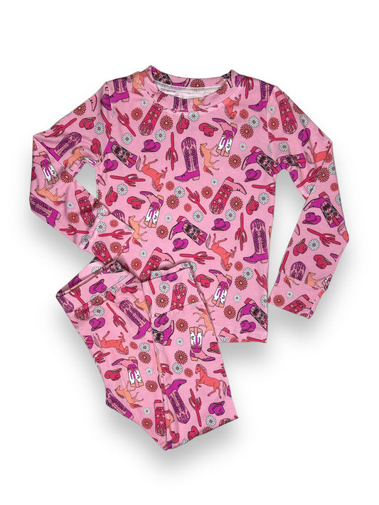 Bamboo Two Piece Pajama Set, Little Cowgirl