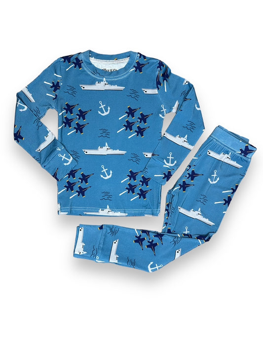 Bamboo Two Piece Pajama Set, Navy