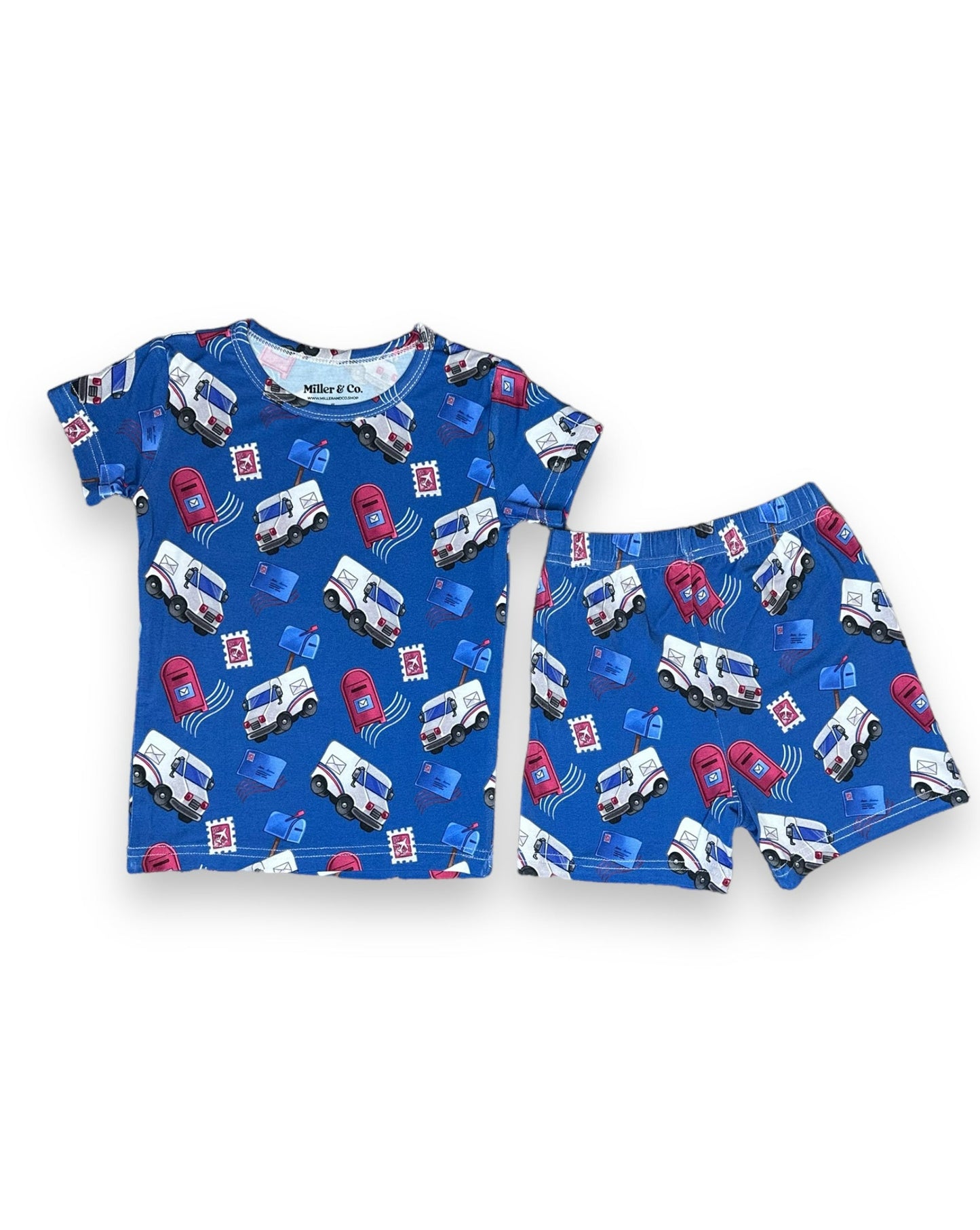 Bamboo Two Piece Short Sleeve & Shorts Pajama Set,  Mailman