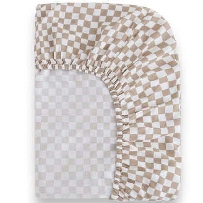 Crib Sheet, Checkered Beige