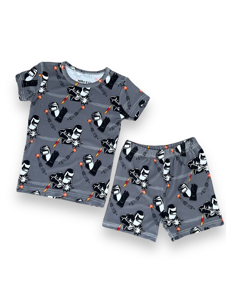 Bamboo Two Piece Short Sleeve & Shorts Pajama Set, Welder