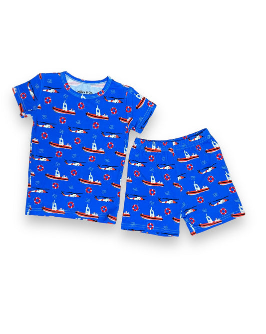 Bamboo Two Piece Short Sleeve & Shorts Pajama Set,  Coast Guard