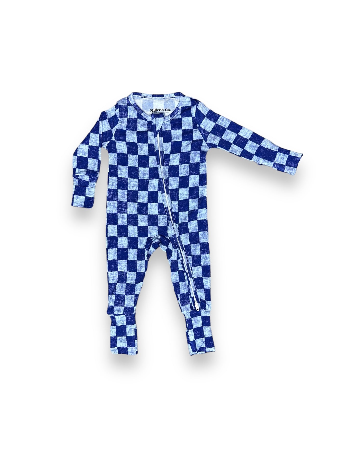 Checkered Police Patrol, Bamboo Zipper Footie