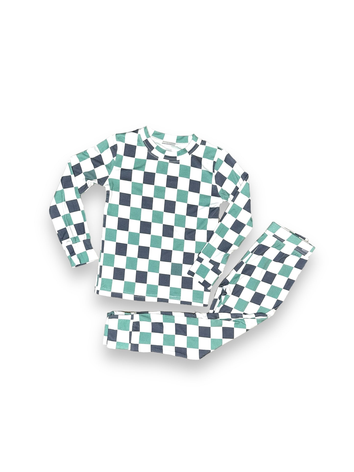 Checkered Trash Truck, Bamboo Two Piece Pajama Set