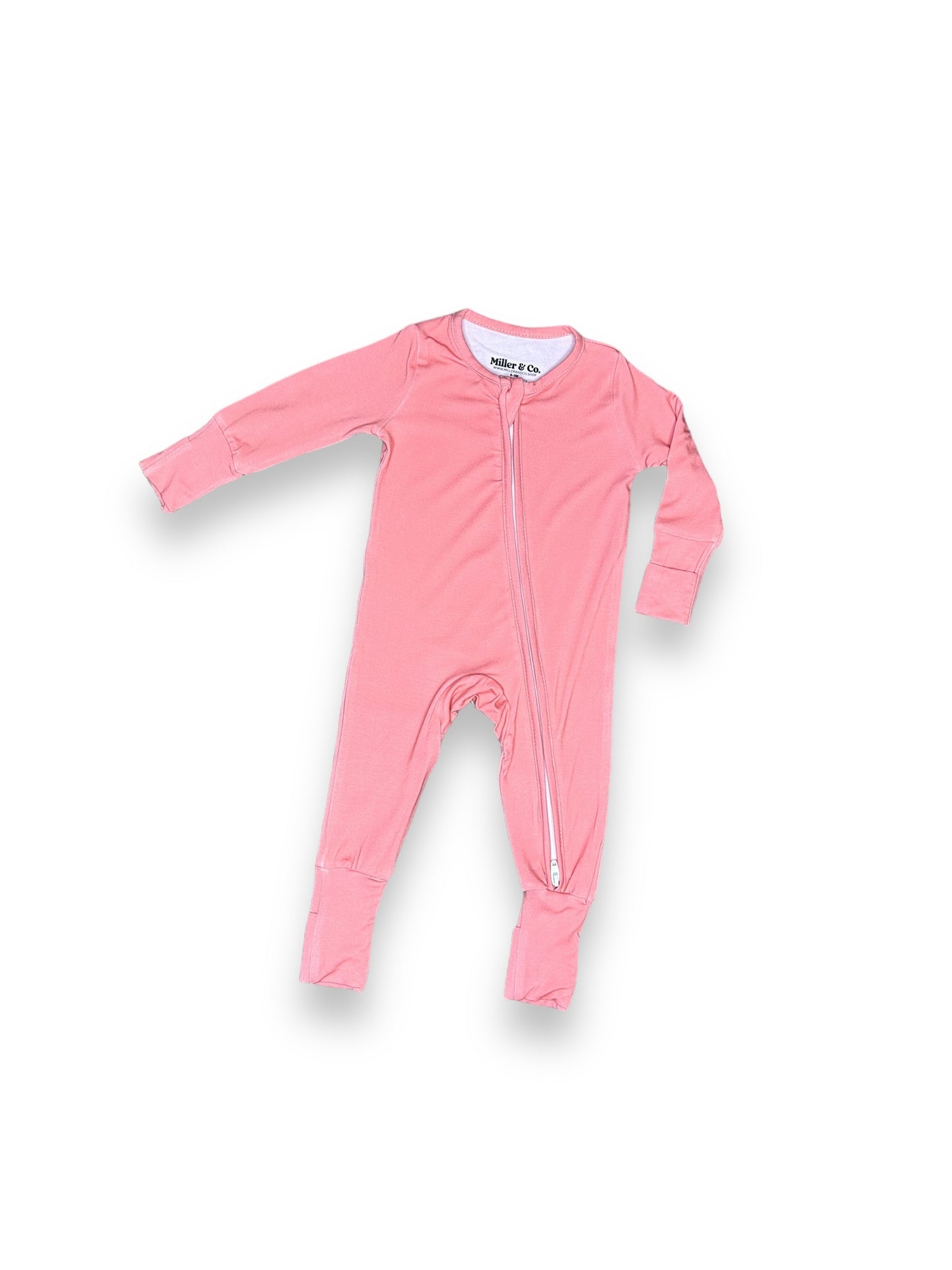 Solid Pink Firefighter, Bamboo Zipper Footie