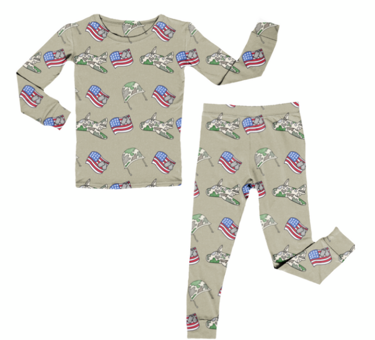 Bamboo Two Piece Pajama Set, Army