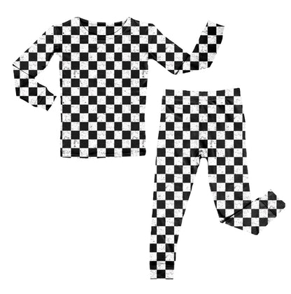 Checkered Racecar, Bamboo Two Piece Pajama Set