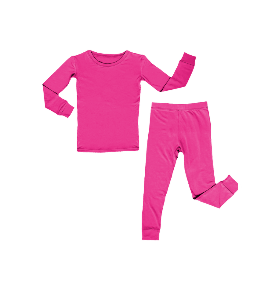 Solid Pink Sheriff, Bamboo Two Piece Pajama Set