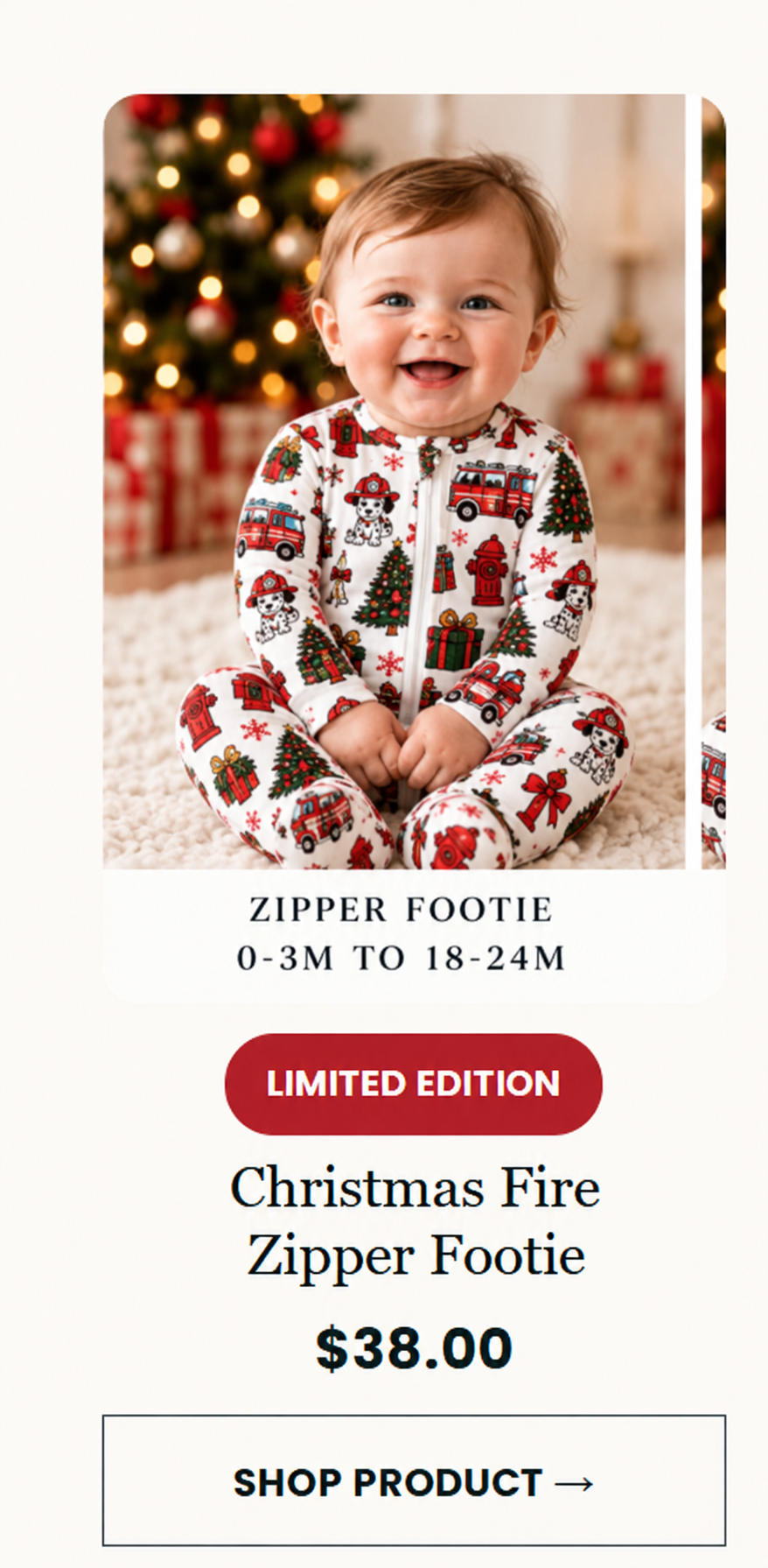 Christmas Fire Zipper Footie