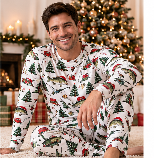 Christmas Fishing Adult Two-Piece Set