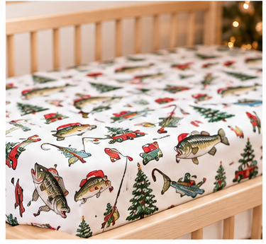Christmas Fishing Crib Sheet