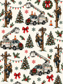 Christmas Lineman seamless pattern