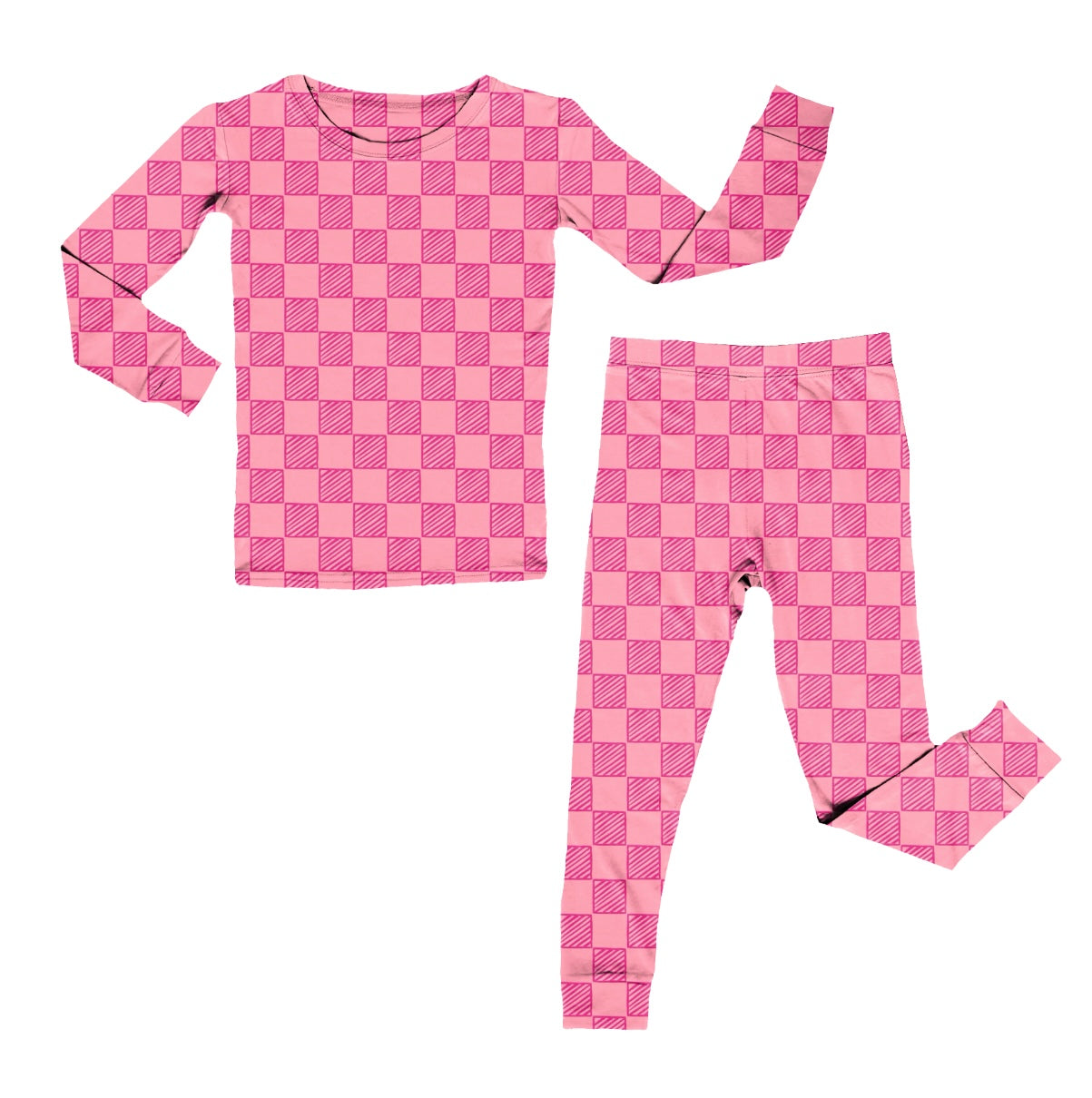 Checkered Pink Sheriff, Bamboo Two Piece Pajama Set