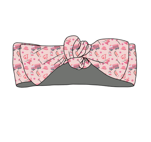 Pink Firefighter, Headband Bow