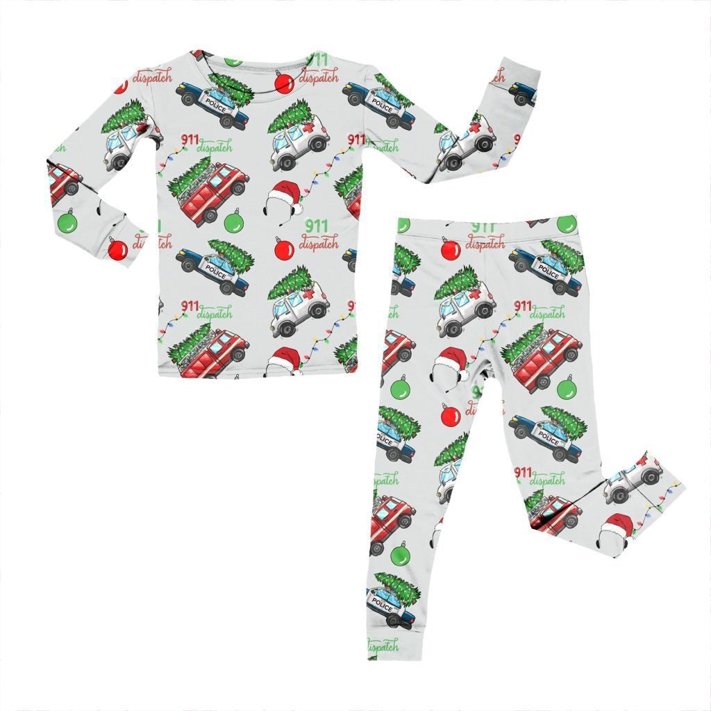 Bamboo Two Piece Pajama Set,  Christmas 911 Dispatcher