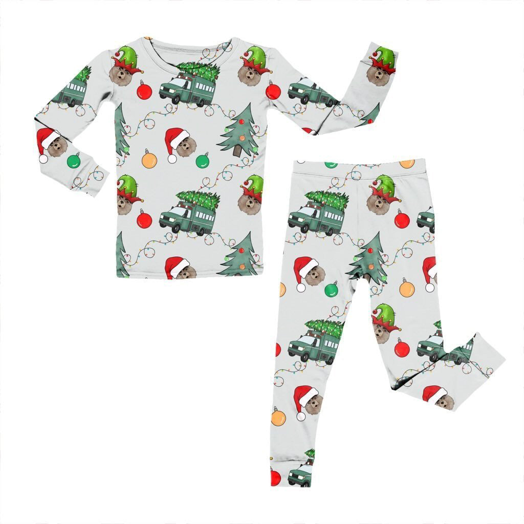 Bamboo Two Piece Pajama Set,  Christmas Wildland Firefighter