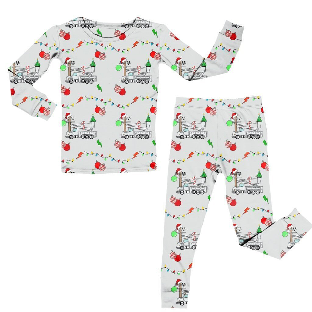 Bamboo Two Piece Pajama Set,  Christmas Lineman