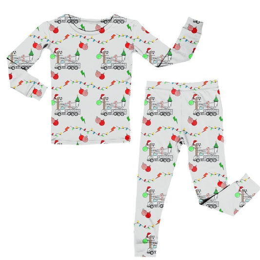 Bamboo Two Piece Pajama Set,  Christmas Lineman