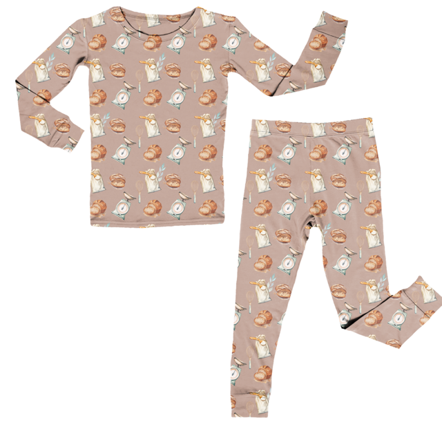 Bamboo Two Piece Pajama Set, Sourdough