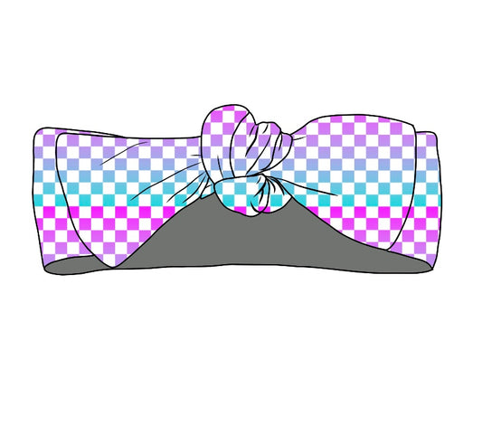 Checkered Little Lady Musician, Headband Bow