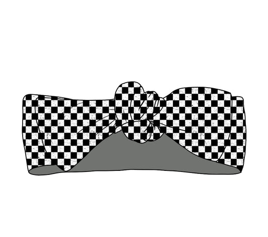 Checkered Racecar, Headband Bow