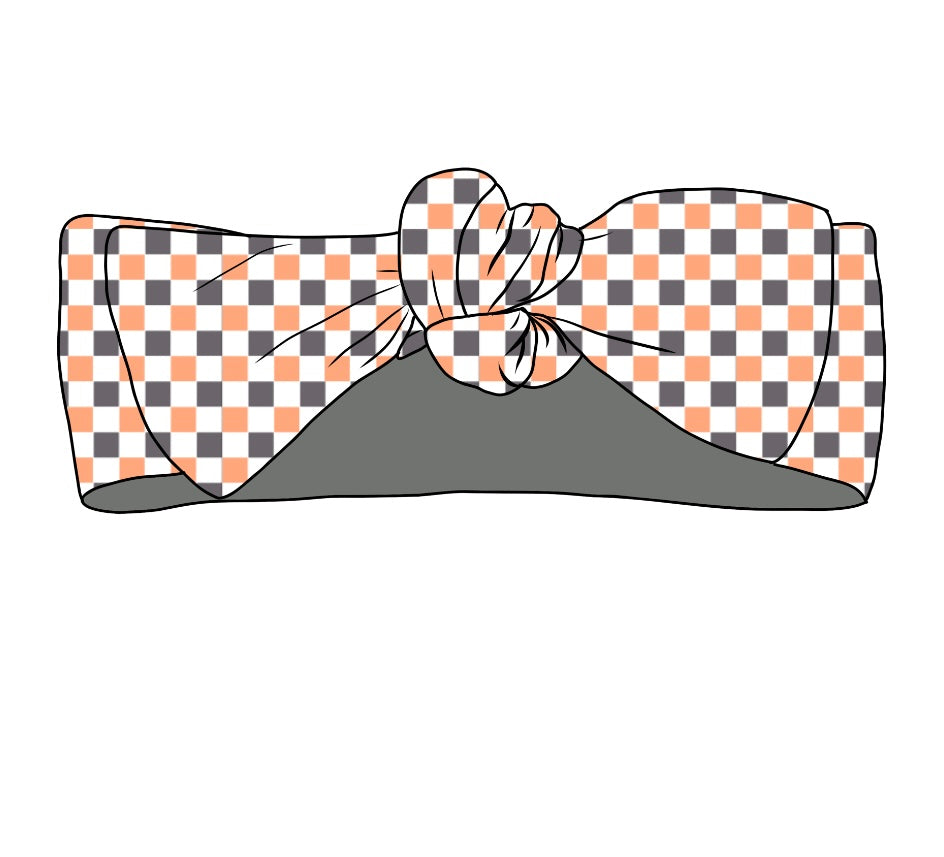 Checkered Boo Halloween, Headband Bow