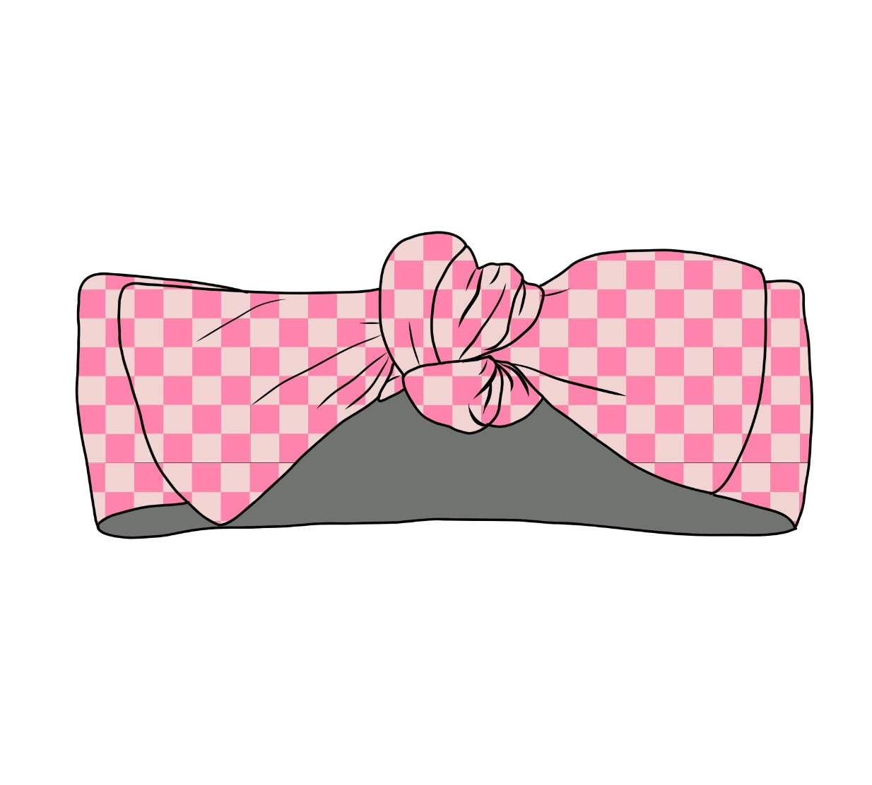 Checkered Pink Firefighter, Headband Bow