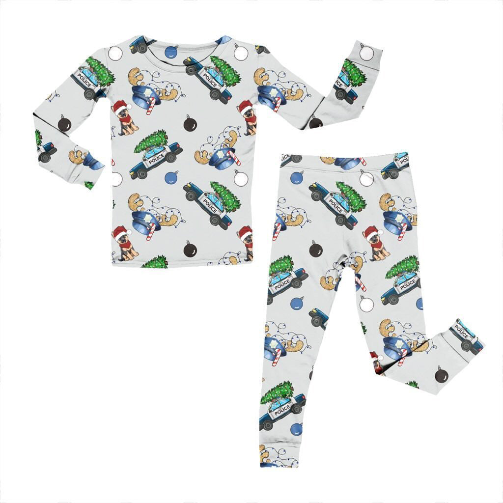 Bamboo Two Piece Pajama Set, Christmas Police