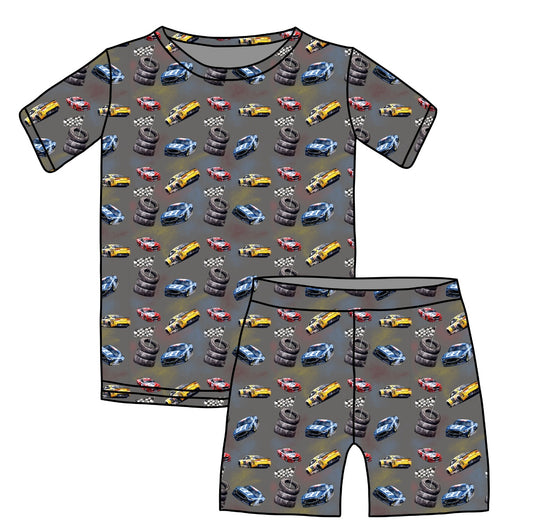 Racecar, Bamboo Two Piece Short Sleeve & Shorts Pajama Set