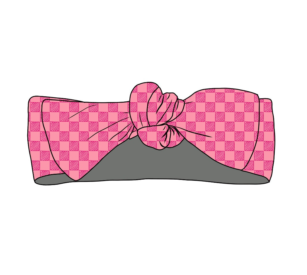 Checkered Pink Sheriff, Headband Bow