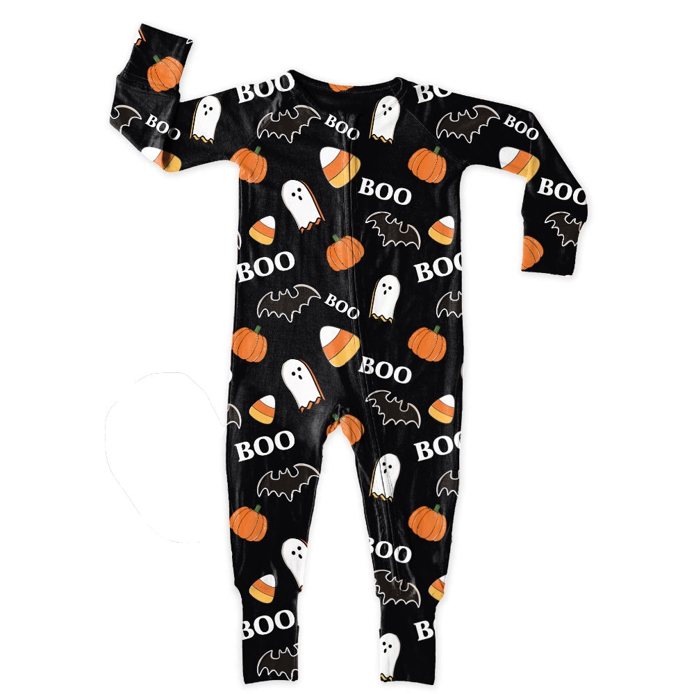 Boo Halloween, Bamboo Zipper Footie