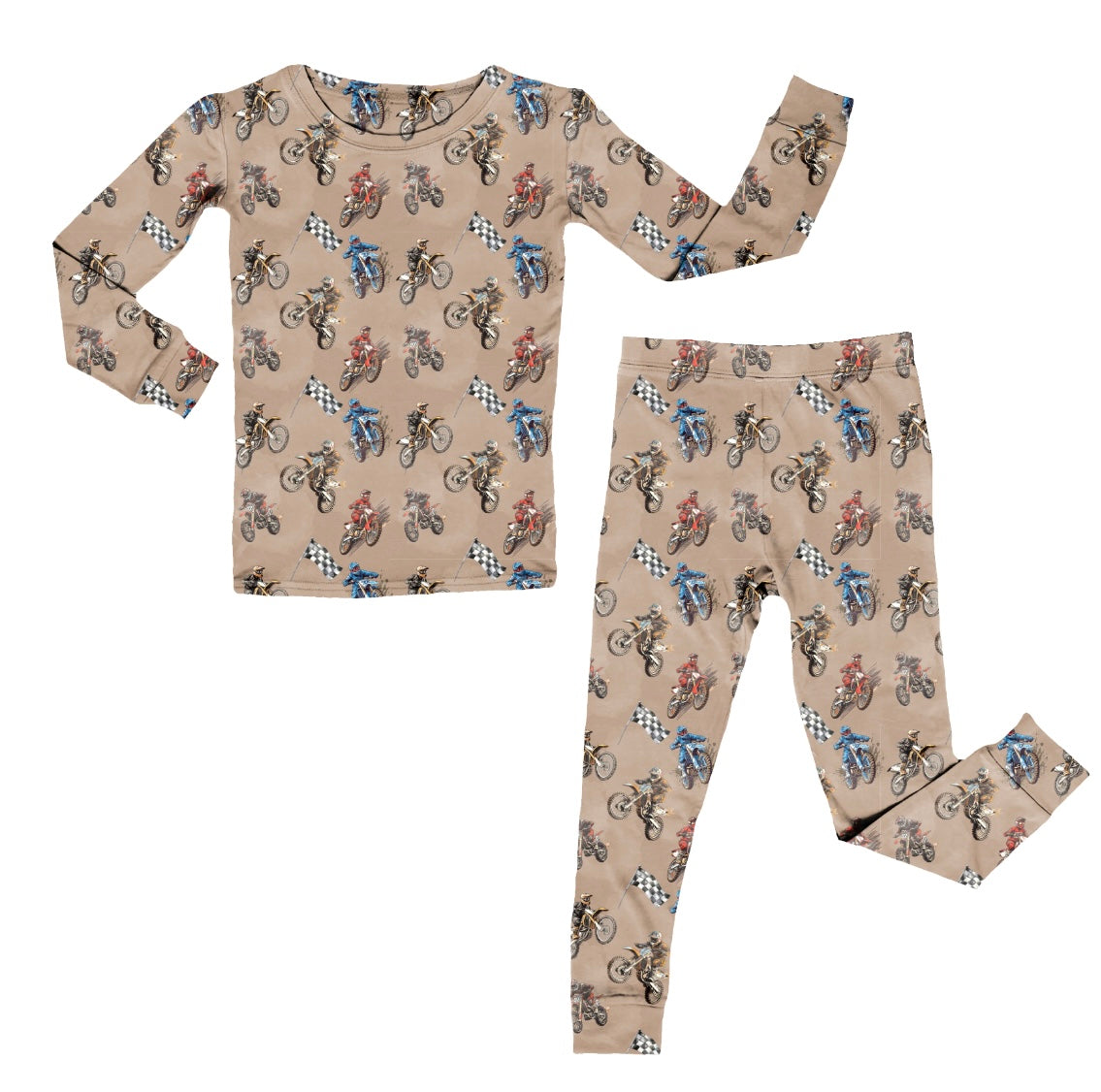 Bamboo Two Piece Pajama Set, Dirtbikes