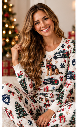 Christmas Police K9 Adult Two-Piece Set