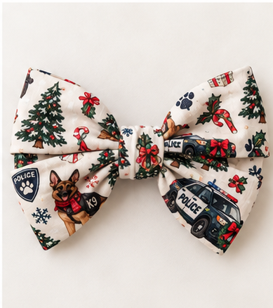 Christmas Police K9 Bow