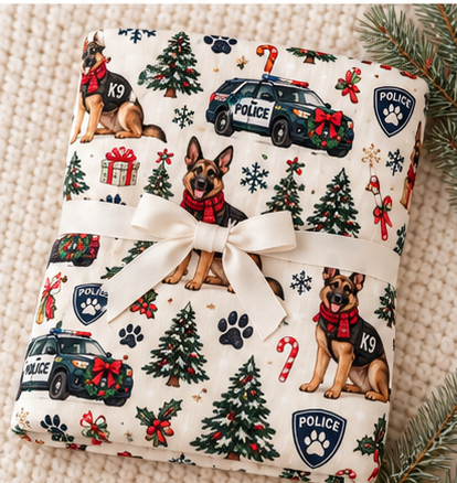 Christmas Police K9 Swaddle